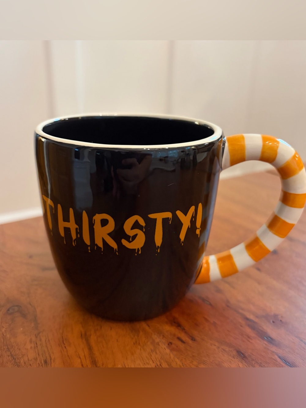 Grasslands Road Halloween Mug THIRSTY Vampire Surprise Inside Striped Handle Cup